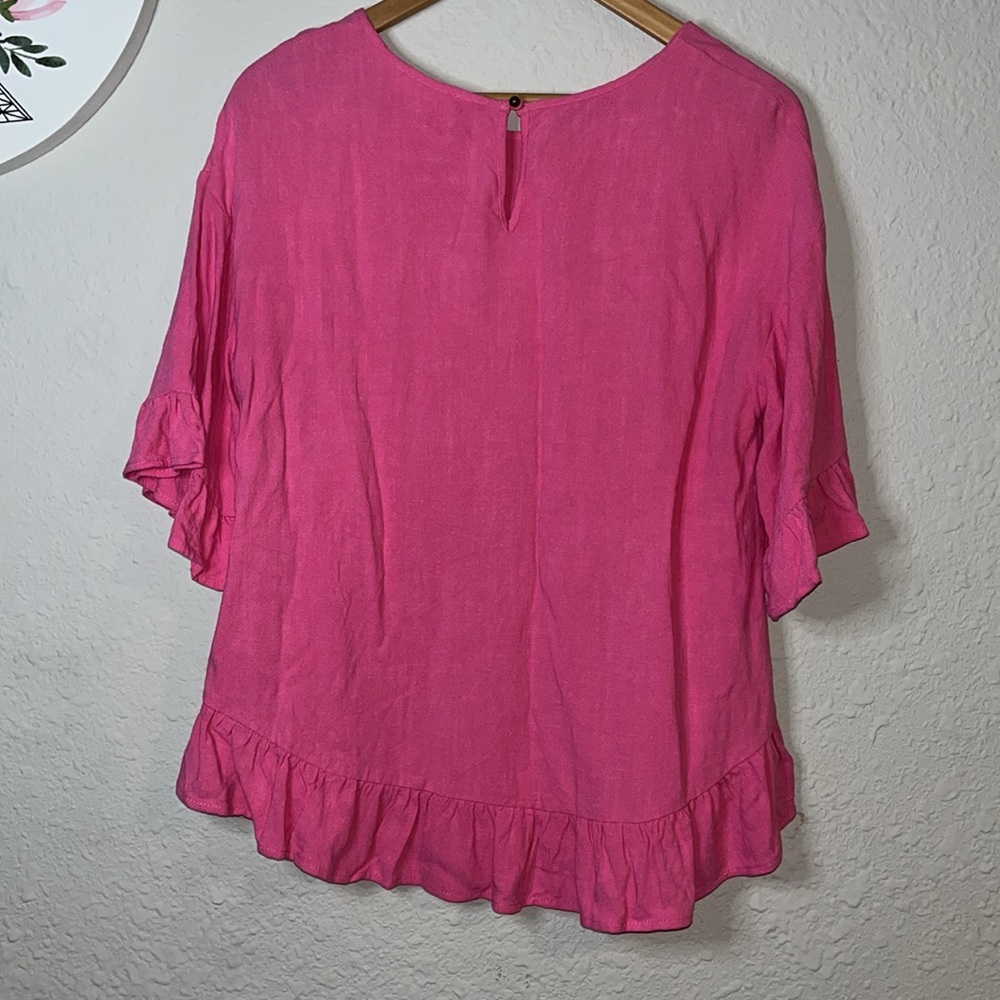 Pink Peplum Ruffle Top - Picture 9 of 9